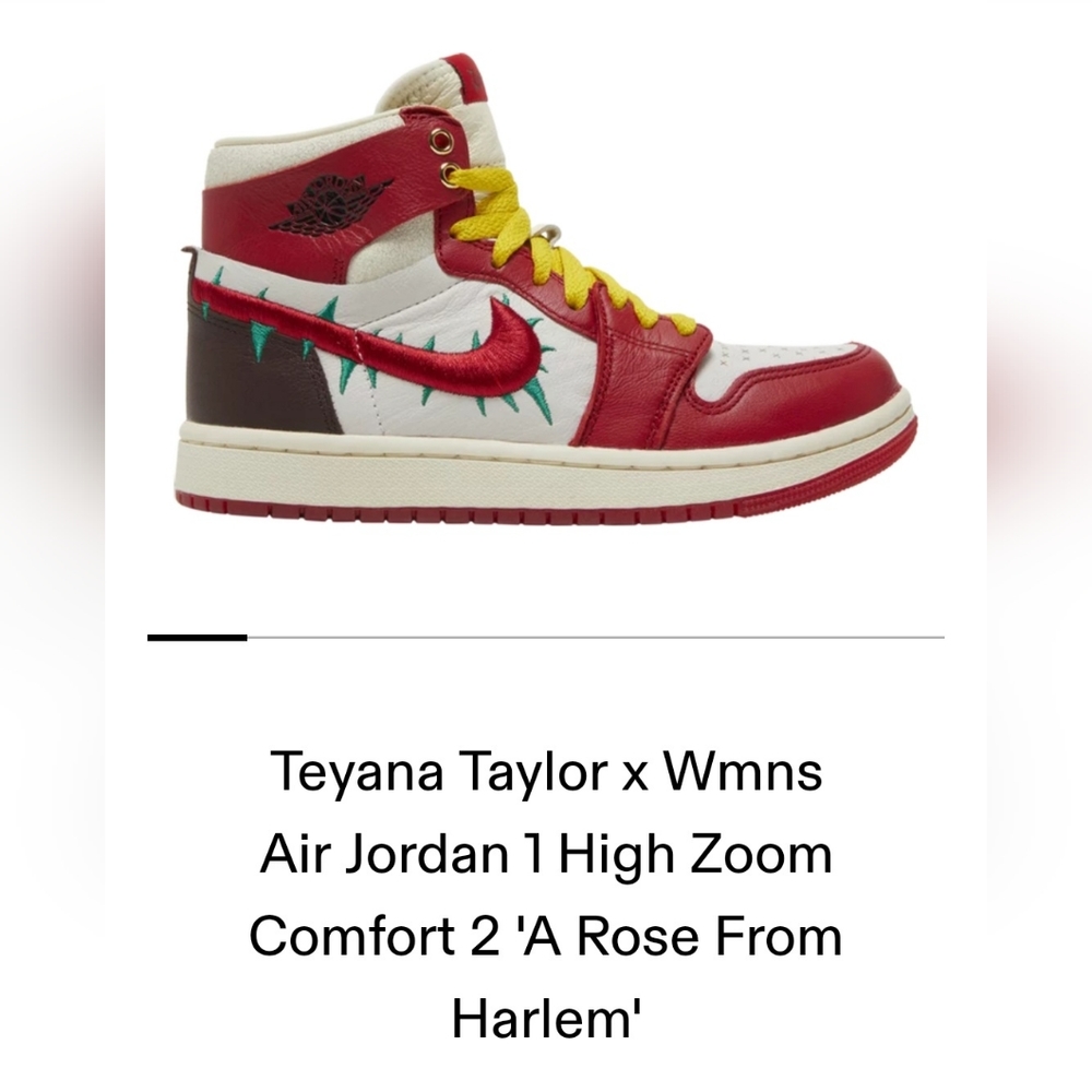 TEYANA TAYLOR X WMNS AIR JORDAN 1 HIGH ZOOM COMFORT 2 'A ROSE FROM HARLEM SZ 8.5